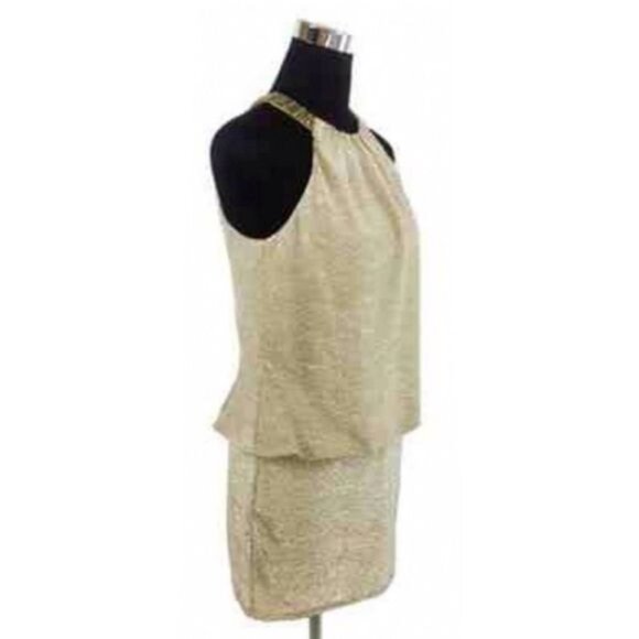 Vintage Shelli Segal Golden Shimmer Sleeveless Party Cocktail Dress - Picture 8 of 16